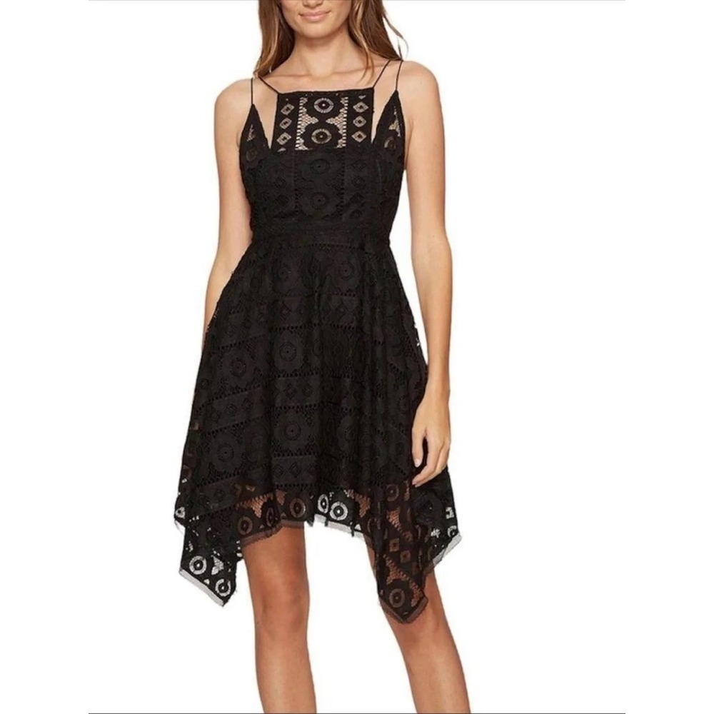 NWOT Free People Just Like Honey Asymmetrical Hem Lace Dress Strappy Black 2